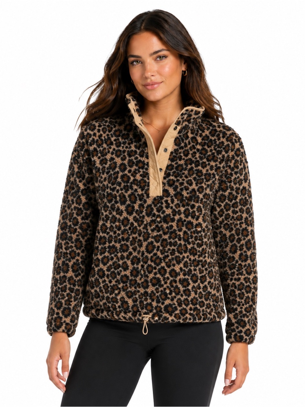 American Eagle leopard print fleece Sherpa pullover